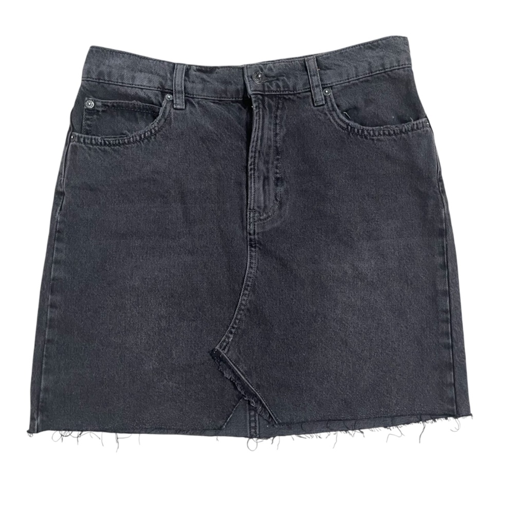 We The Free Black Denim Mini Skirt with Raw Hem 0B920063 NWT Size 27